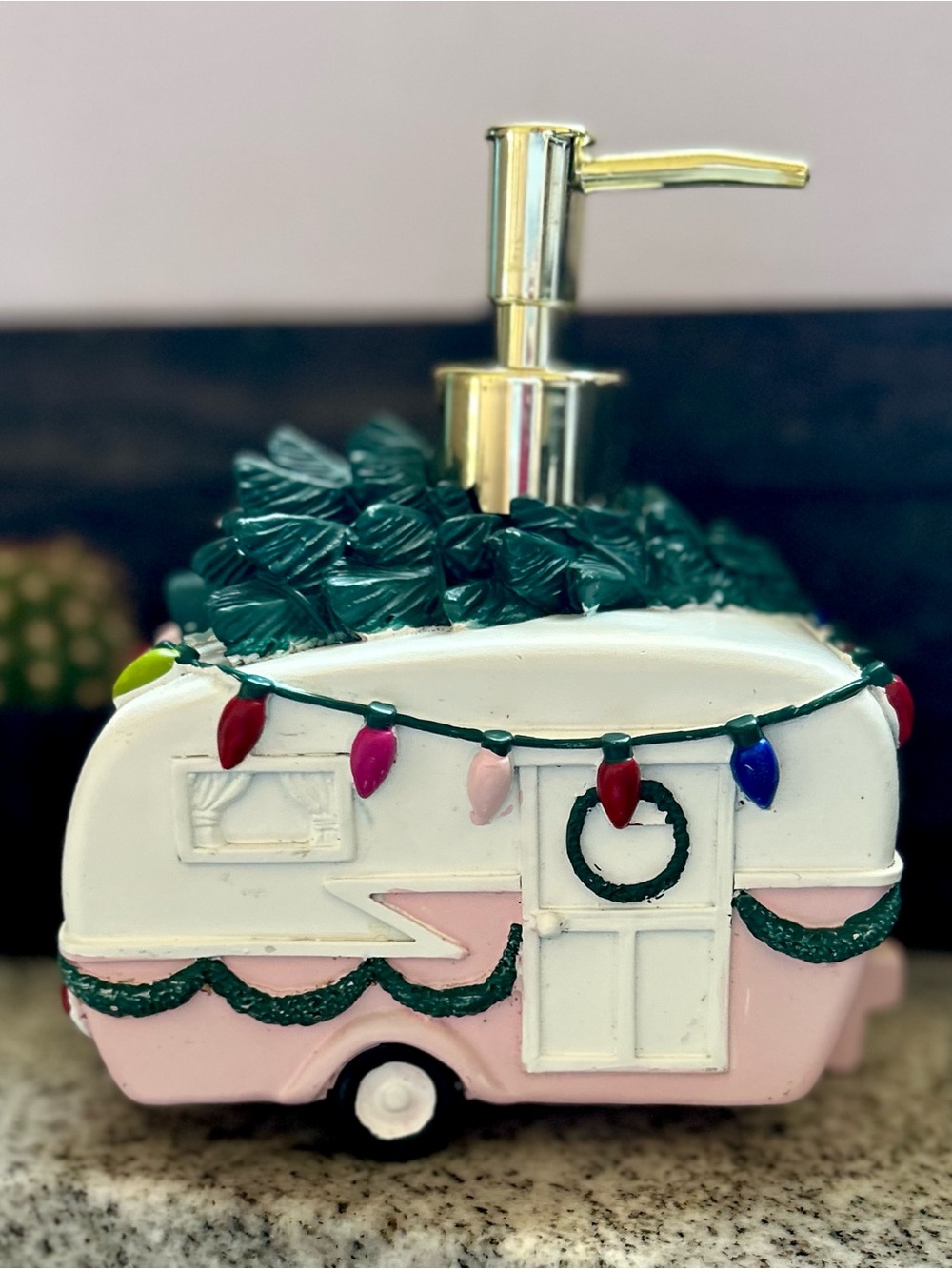 Christmas Camper Soap Dispenser RV Hippie Van Retro Accent